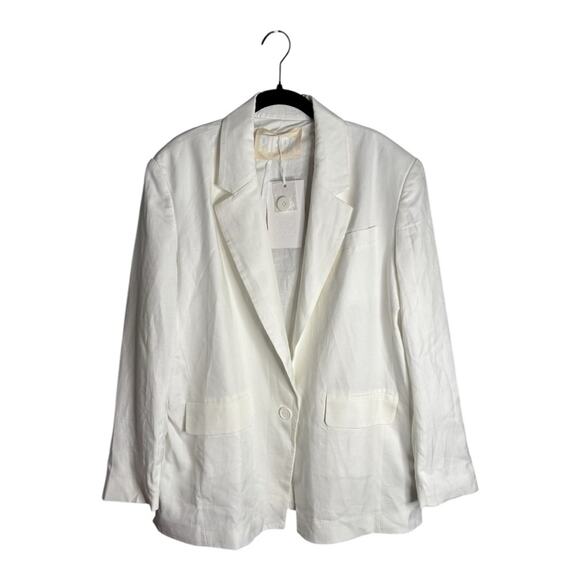 Pippa White Oversized One Button Linen Blazer Size Small - Picture 1 of 6
